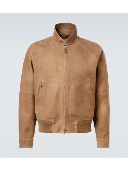 Geacă bomber Loro Piana din piele de căprioară bej