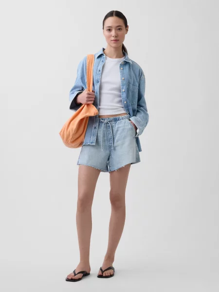 Pantaloni scurți din denim Gap alb