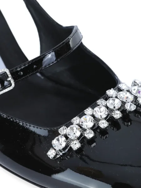Полуотворени обувки Jimmy Choo с отворена пета с кристали черно