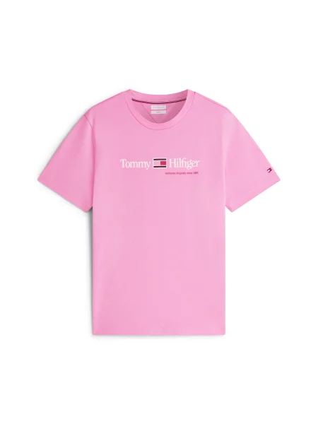 TOMMY HILFIGER Tricou BRAND LOVE roz deschis / roșu / negru alb