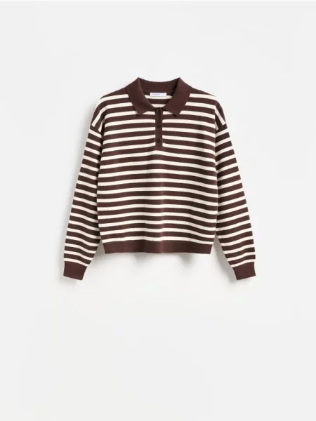Gulerat tricou polo Reserved maro