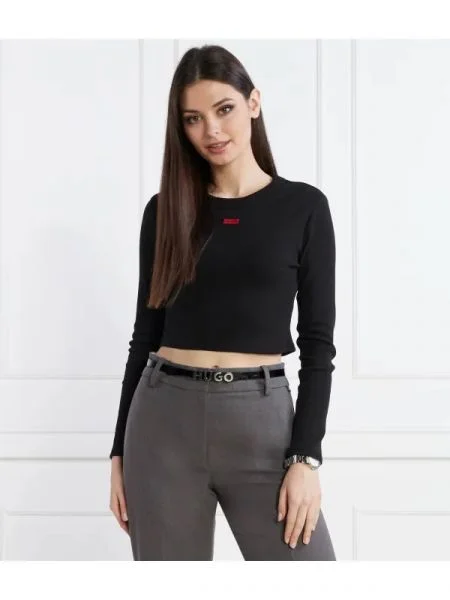 HUGO Bluză | Cropped Fit negru