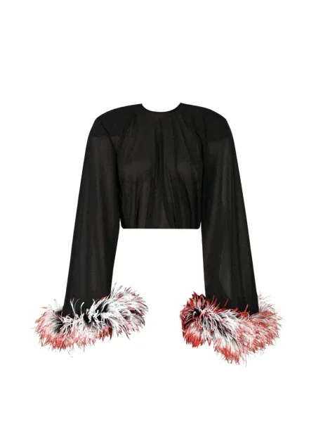 Top Rowen Rose cu pene negru