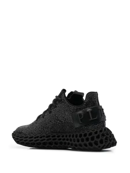 Kožené křišťálové tenisky Philipp Plein černé