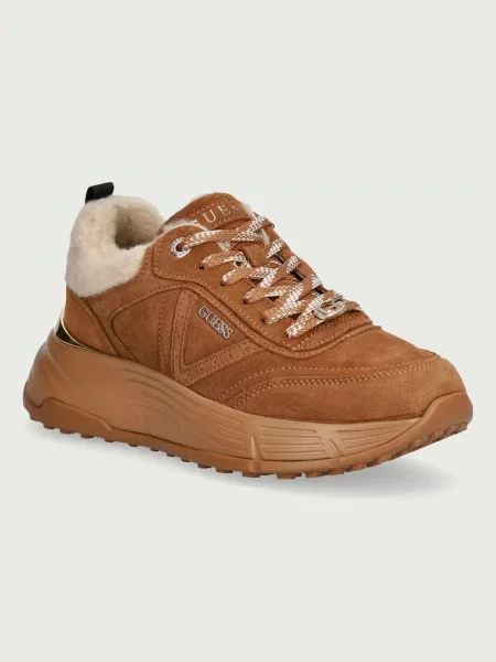 Guess sneakers pentru femei din piele întoarsă maro