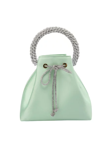 Satynowa mała torebka Hibourama z cyrkoniami szara