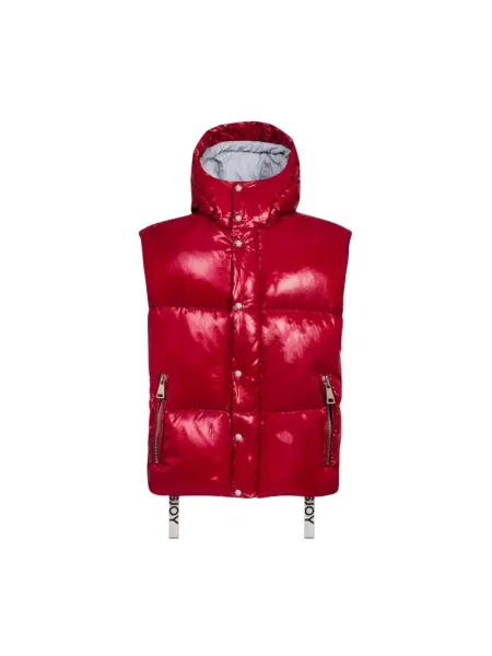 Kamizelka puchowa Khrisjoy z kapturem czerwona