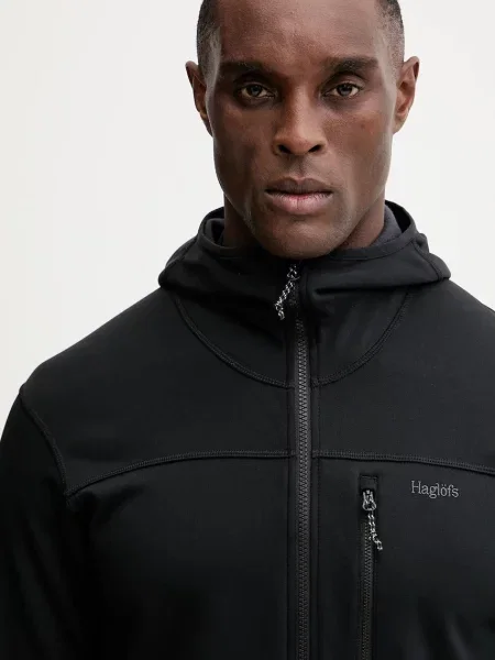 Однотонный свитер Haglofs с капюшоном черный
