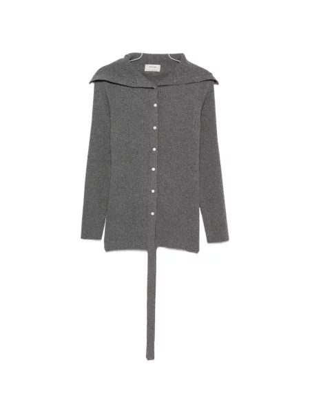 Gulerat cardigan System tricotate gri