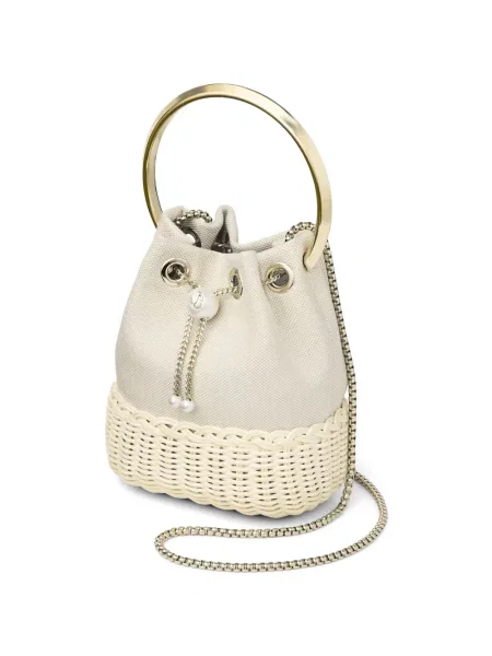 Чанта тип bucket Jimmy Choo с перли сиво