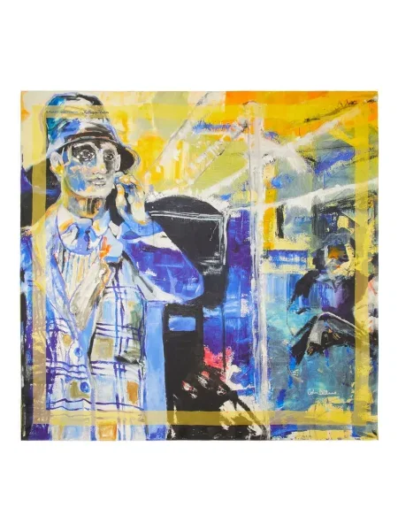 Fular Stuart Weitzman de mătase albastru