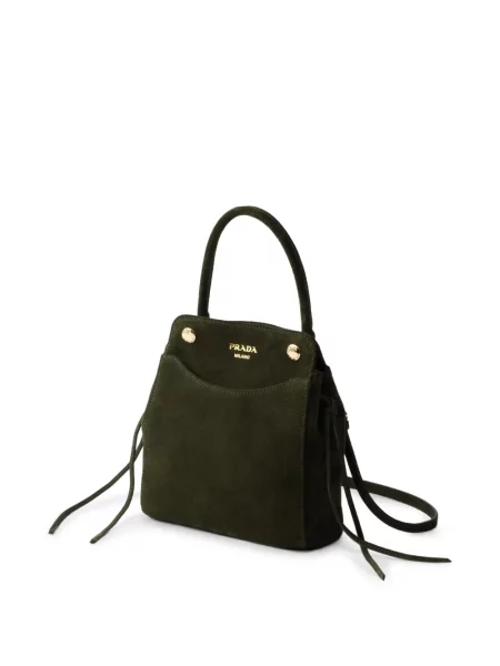 Geantă Prada din piele de căprioară verde