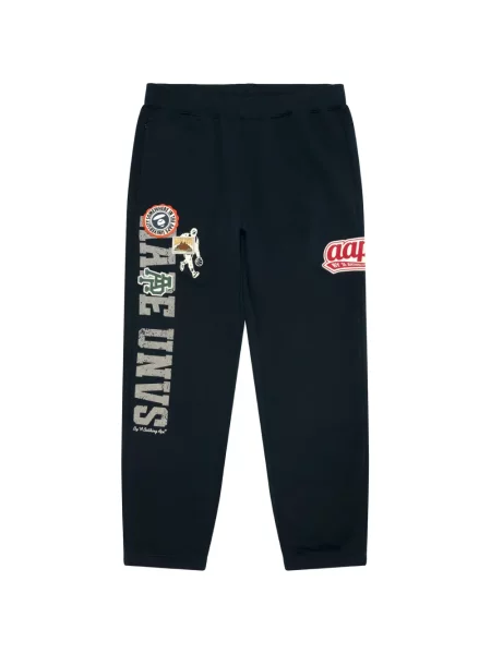 Pantaloni Aape By A Bathing Ape alergare cu autograf albastru