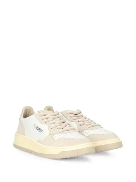Sneakerși Autry din piele de căprioară cu pene alb