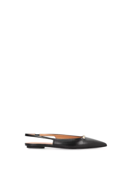 Balerinki Tod's skórzane z otwartą piętą czarne