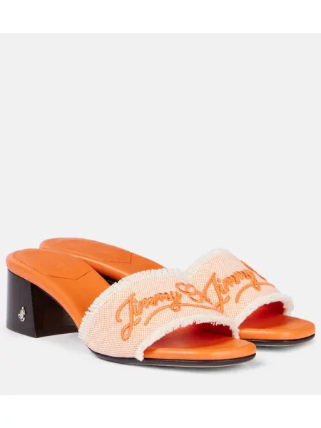 Platno mules Jimmy Choo z vezenjem oranžna