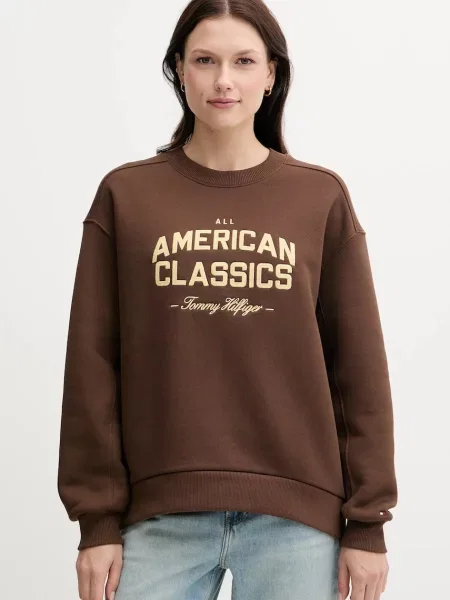 Tommy Hilfiger bluza z aplikacją brązowy