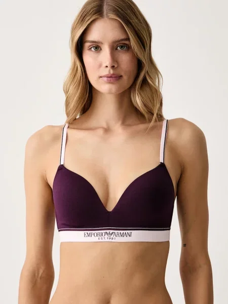 Emporio Armani Underwear podprsenka s bavlnou fialová
