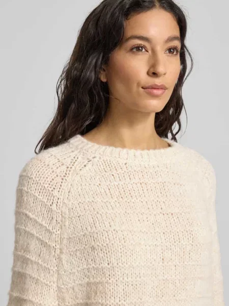 Sweter z dzianiny z fakturowanym wzorem i okrągłym dekoltem Smith And Soul beżowy