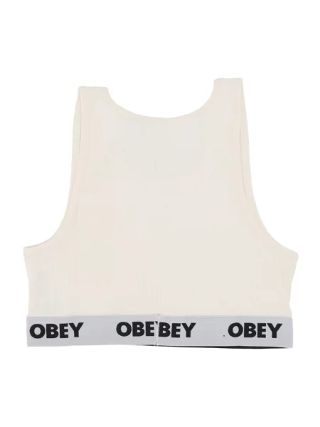 Top Obey ze spandexu z logo beżowy