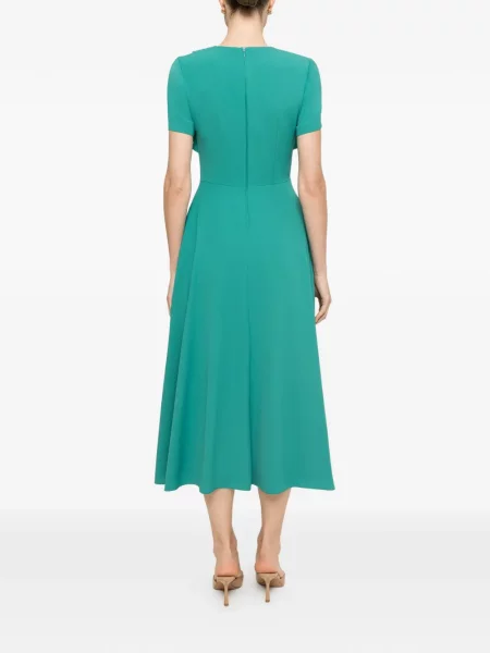 Rochie midi Nissa cu volane în linie A verde