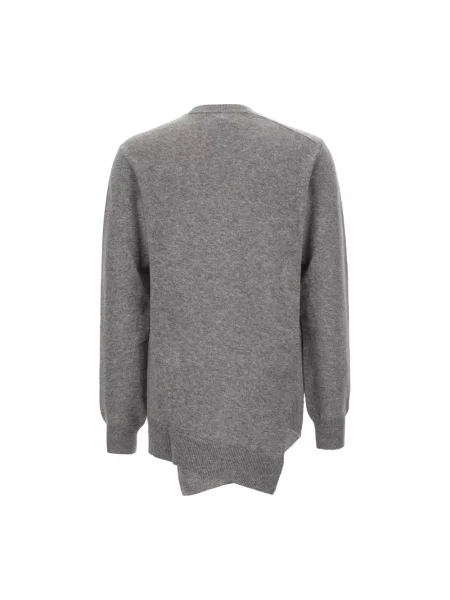 Sweter Comme Des Garcons wełniany asymetryczny z logo szary
