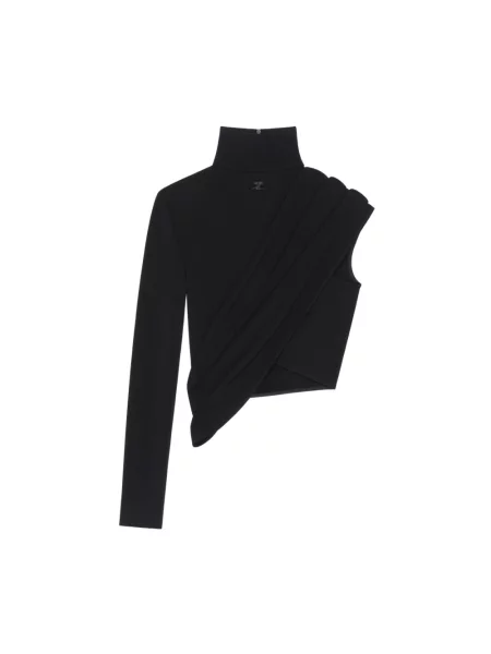 Crop top Courreges z dżerseju asymetryczny czarny