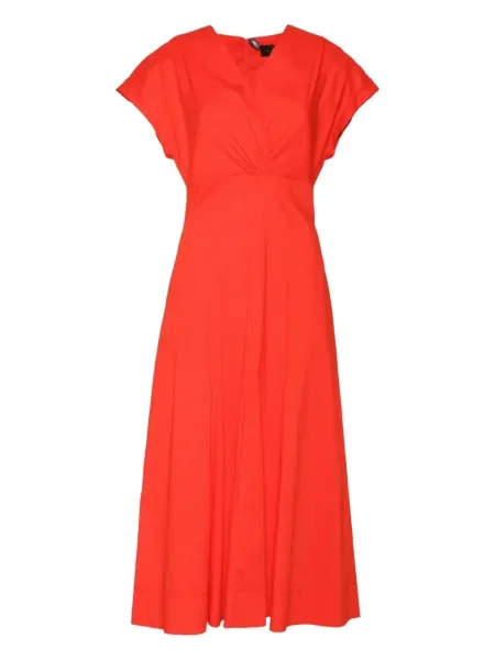 Sukienka Clips z dekoltem w serek popelinowa garniturowa czerwona