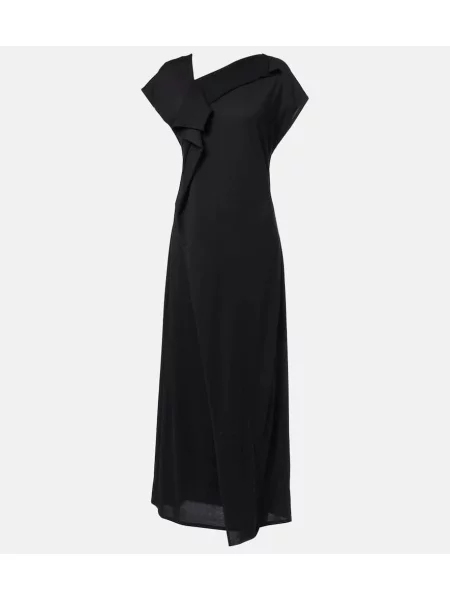 Rochie midi Plan C drapată până la genunchi de costum negru