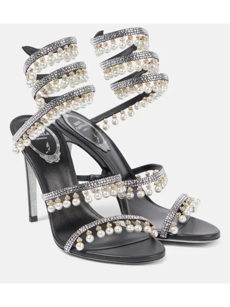 Сатенени сандали René Caovilla черно