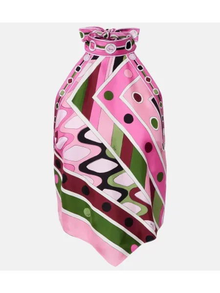 Top Pucci din satin cu gât halter roz