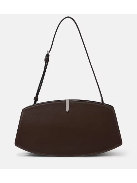 Geanta de piele Savette din piele maro