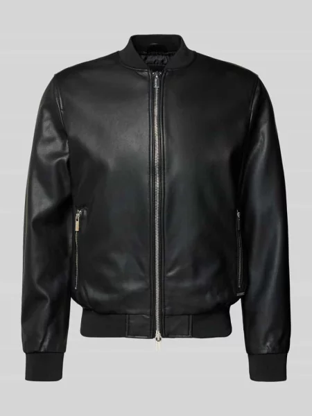 Bomberka z materiału skóropodobnego z zamkiem błyskawicznym dwustronnym Markup czarny