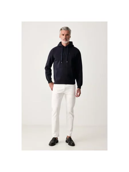 Guess bluza z kapturem z bawełną niebieska
