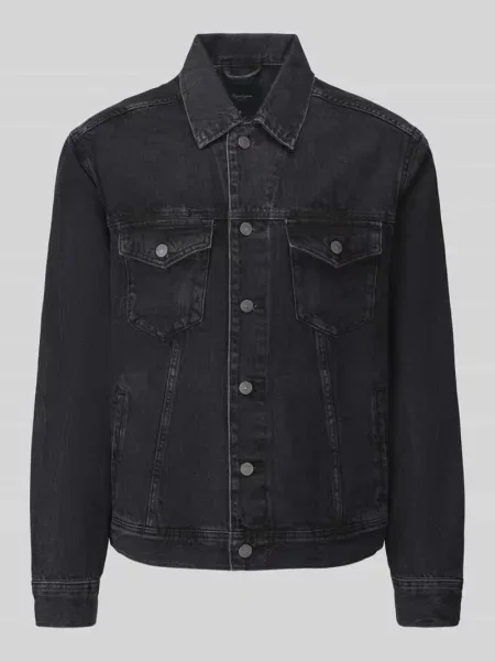 Kurtka jeansowa z na piersi ALBION' Pepe Jeans czarna