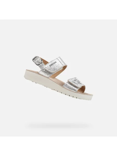 Sandały GEOX J SANDAL COSTAREI GI Srebrny szare