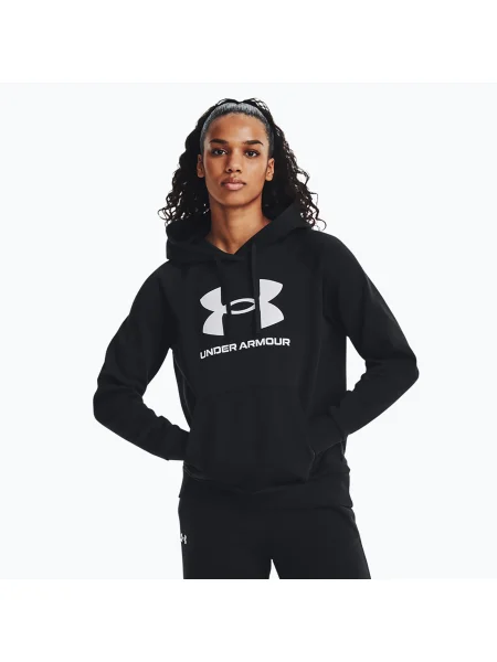 Дамски анцуг Under Armour Rival Fleece Big Logo Hoody black/white бяло