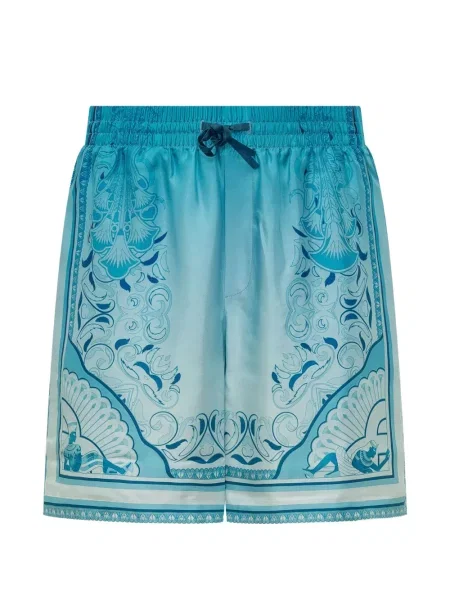 Pantaloni scurți Casablanca de mătase cu imagine albastru