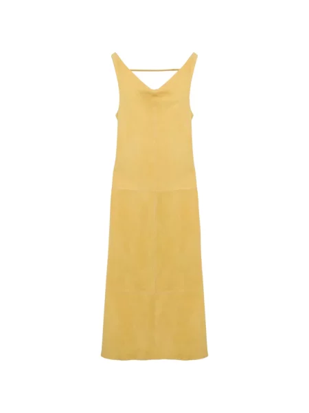 Rochie midi Simkhai din piele de căprioară galben