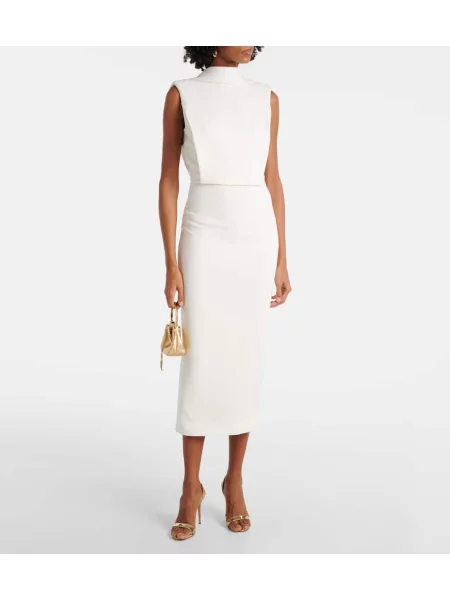 Rochie midi Roland Mouret până la genunchi de costum alb