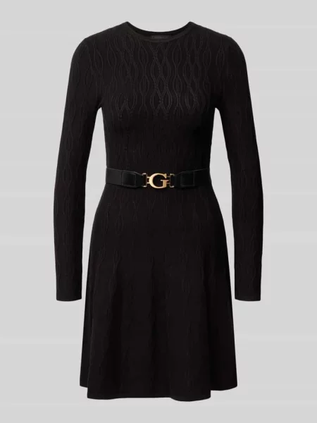 Sukienka z dzianiny z z pasek model YUKI' Guess czarna