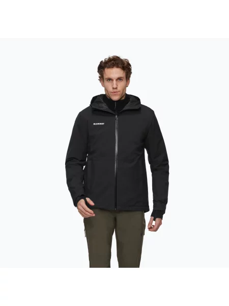 Geacă de ploaie pentru bărbați Mammut Linard HS Thermo Hooded Jacket black negru