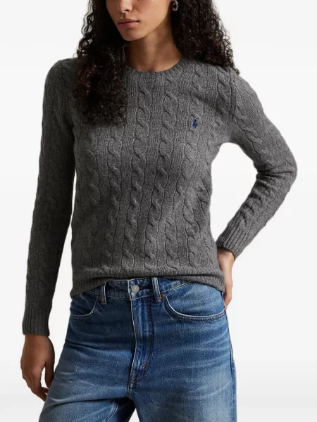 Gulerat cămașă Polo Ralph Lauren cu broderie din poplin gri