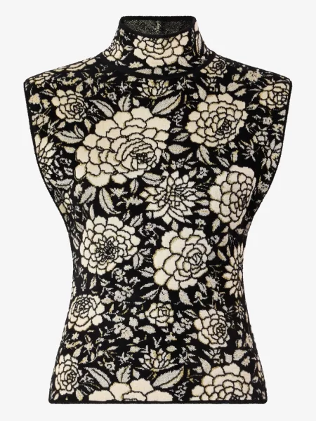 Top Roberto Cavalli cu model floral negru
