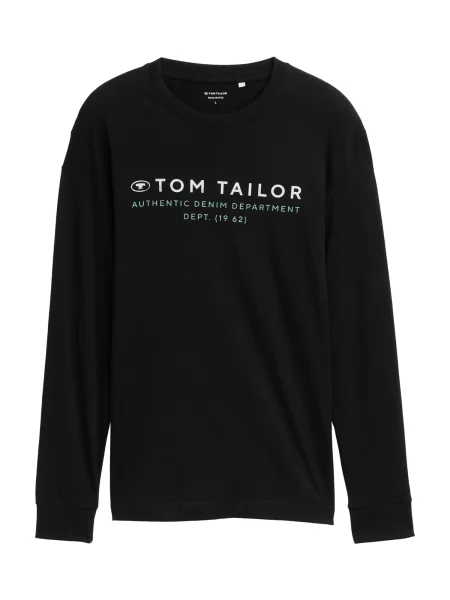 TOM TAILOR Tricou verde pastel / negru alb