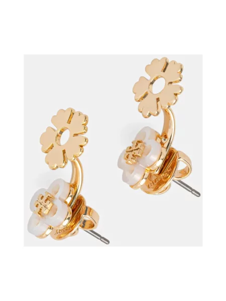 Tory Burch kolczyki mosiężne z masa perłową ForgetMe żółte
