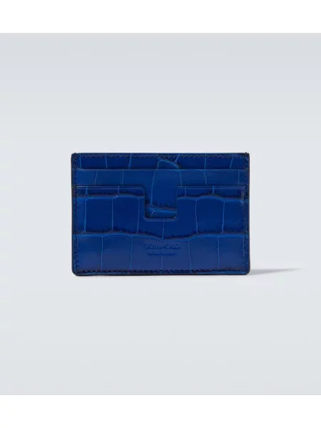 Portofel Tom Ford din piele cu imagine cu model leopard albastru