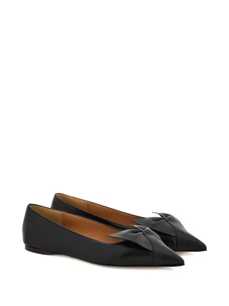 Balerini Ferragamo cu funde din piele negru