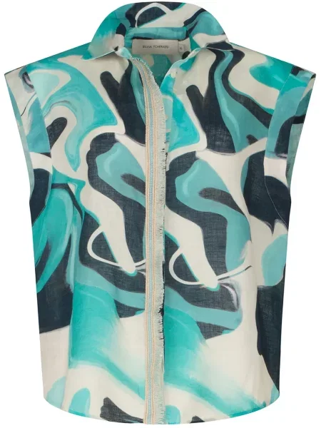 Lniana koszula z lnu Silvia Tcherassi niebieska