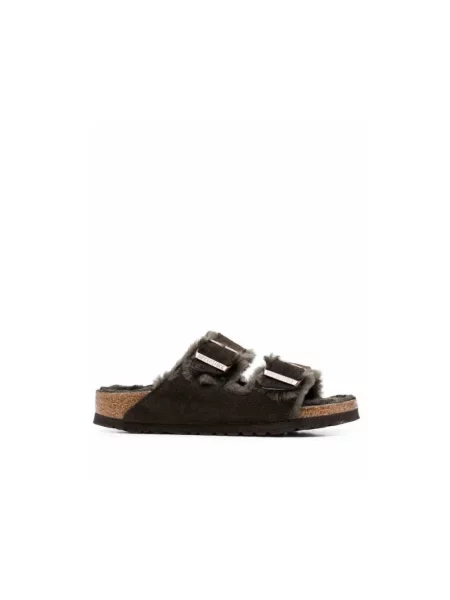 Klapki Birkenstock zamszowe brązowe